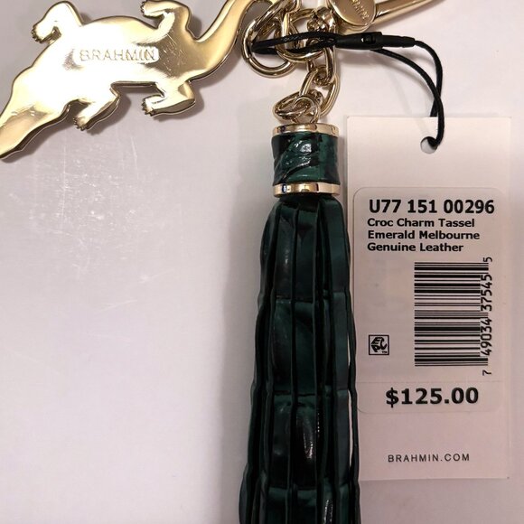 Brahmin Croc Charm Tassel Emerald Melbourne - Picture 2 of 2